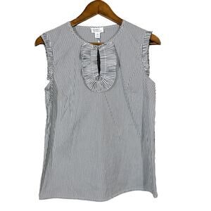 NEW! Market & Spruce Sailor Stripe Sleeveless Blouse Ruffle Trim Casual - 3 / MP